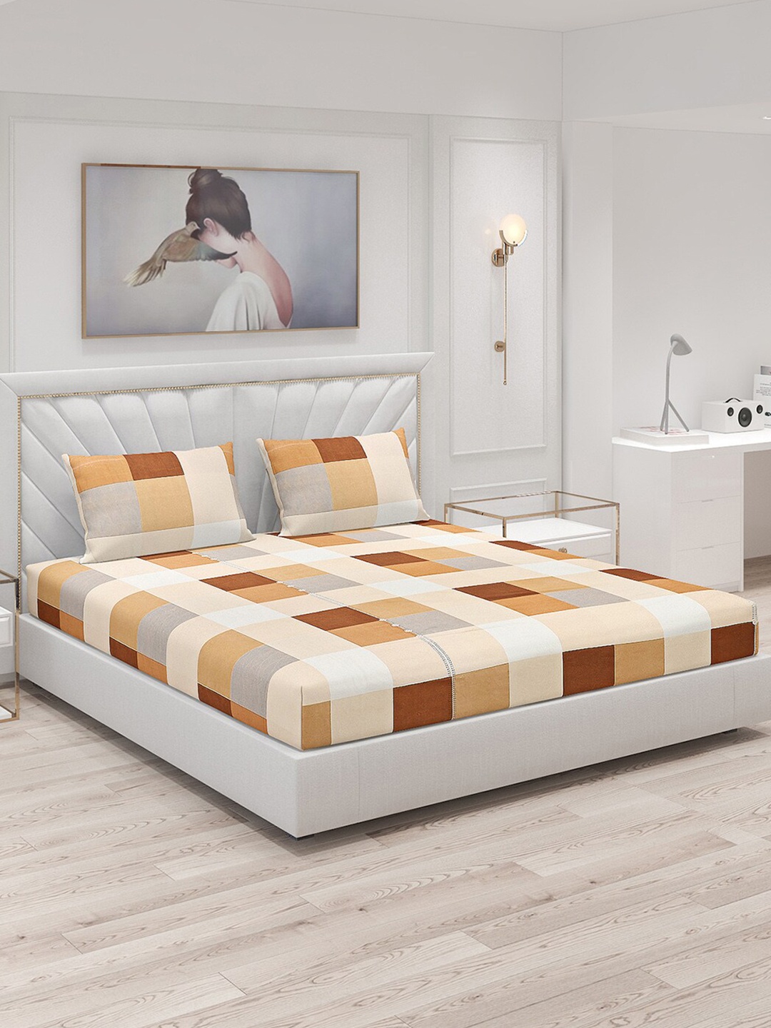 Monte Carlo Inspire Beige & Brown Geometric 130 TC King Bedsheet with 2 Pillow Covers
Monte Carlo Inspire Beige & Brown Geometric 130 TC King Bedsheet with 2 Pillow Covers