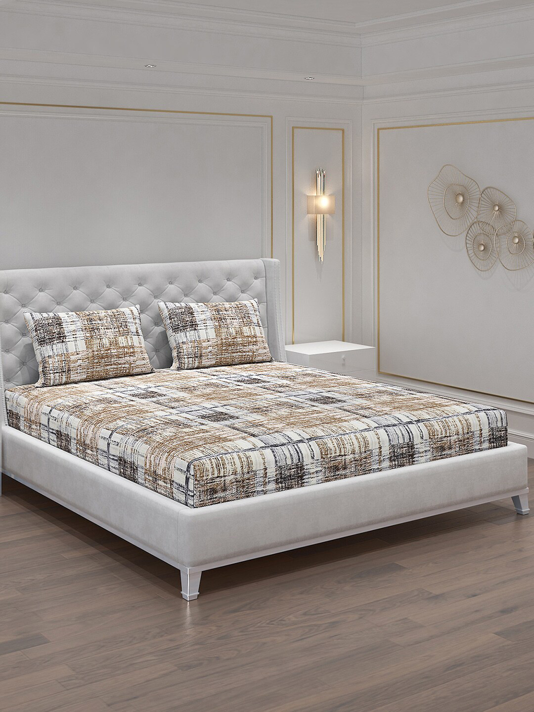 Monte Carlo Brown & White Geometric Polyester 120 TC King Bedsheet With 2 Pillow Covers
Monte Carlo Brown & White Geometric Polyester 120 TC King Bedsheet With 2 Pillow Covers