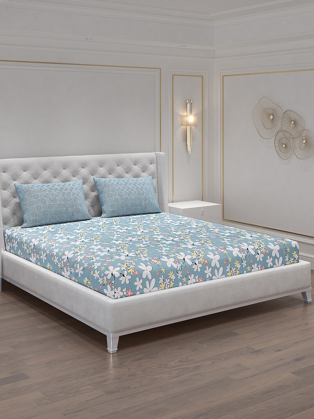 Monte Carlo Prism Blue & White Floral 120 TC King Bedsheet with 2 Pillow Covers
Monte Carlo Prism Blue & White Floral 120 TC King Bedsheet with 2 Pillow Covers