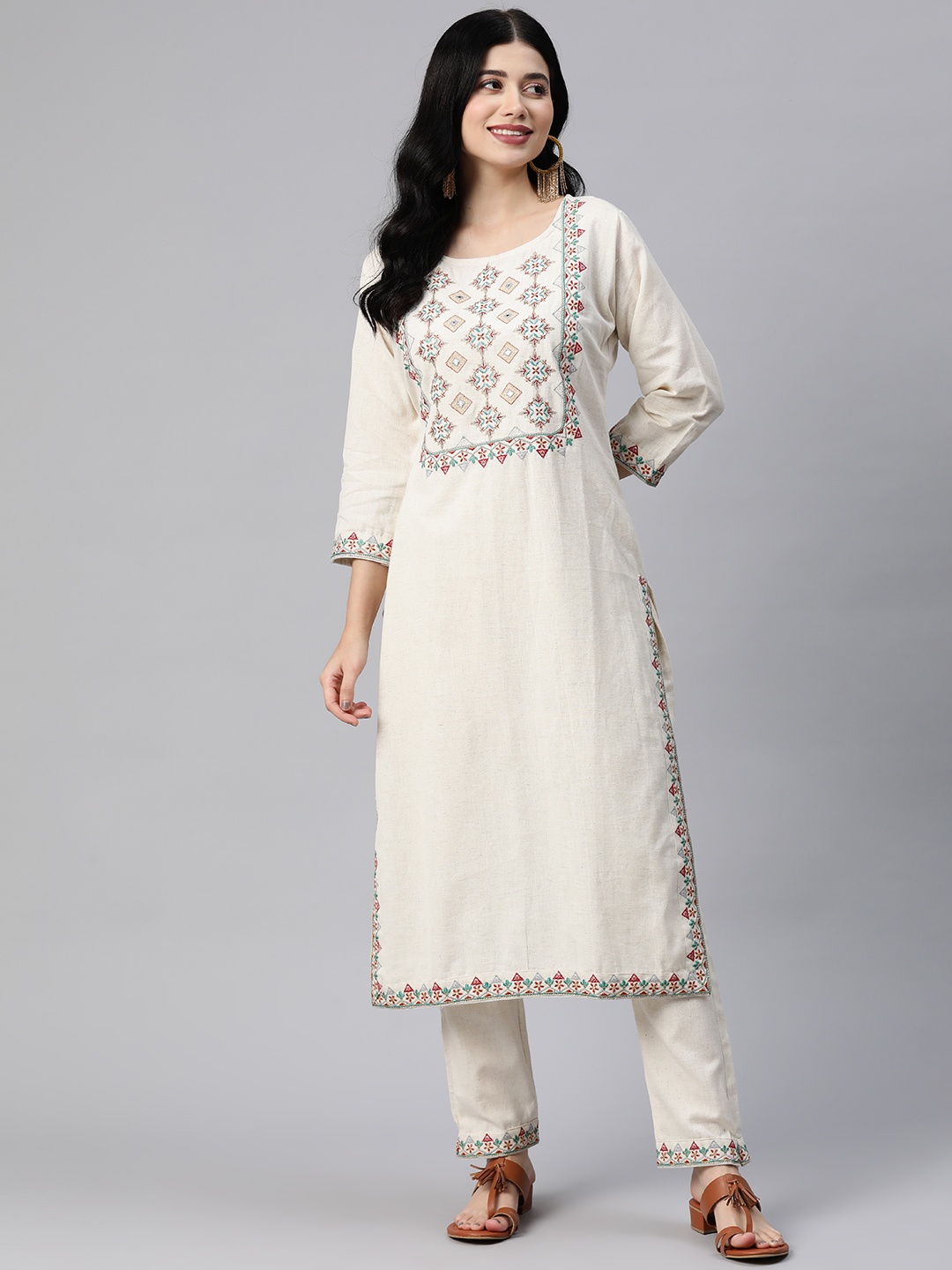 Readiprint Women Ethnic Motifs Yoke Design Regular Mirror Work Cotton Kurta Set, Off white
Readiprint Women Ethnic Motifs Yoke Design Regular Mirror Work Cotton Kurta Set, Off white