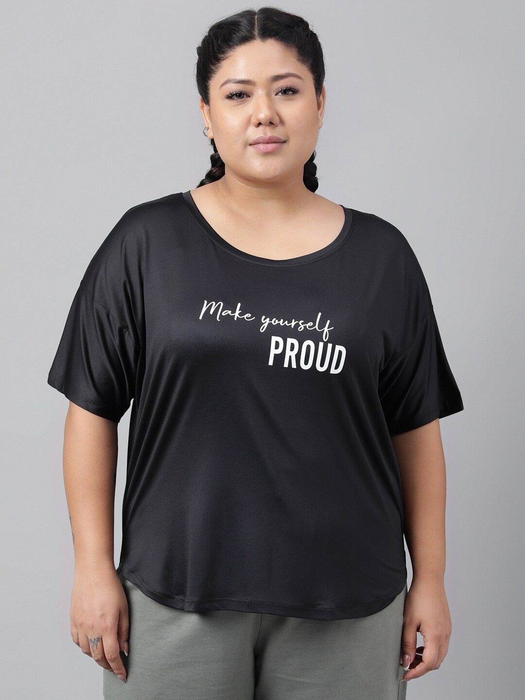 MKH Plus Size Typography Printed Drop Shoulder Sleeves Dri-FIT Relaxed Fit Sports T-shirt, Black
MKH Plus Size Typography Printed Drop Shoulder Sleeves Dri-FIT Relaxed Fit Sports T-shirt, Black