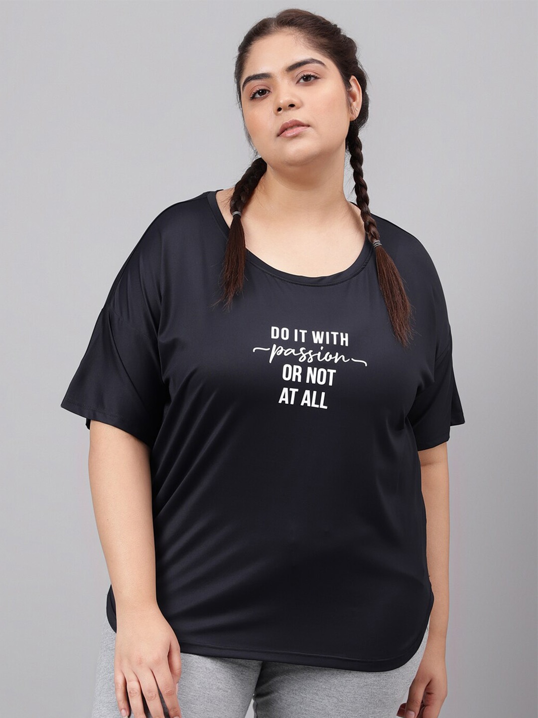 MKH Plus Size Typography Printed Drop-Shoulder Sleeves Relaxed Dri-Fit T-shirt, Black
MKH Plus Size Typography Printed Drop-Shoulder Sleeves Relaxed Dri-Fit T-shirt, Black