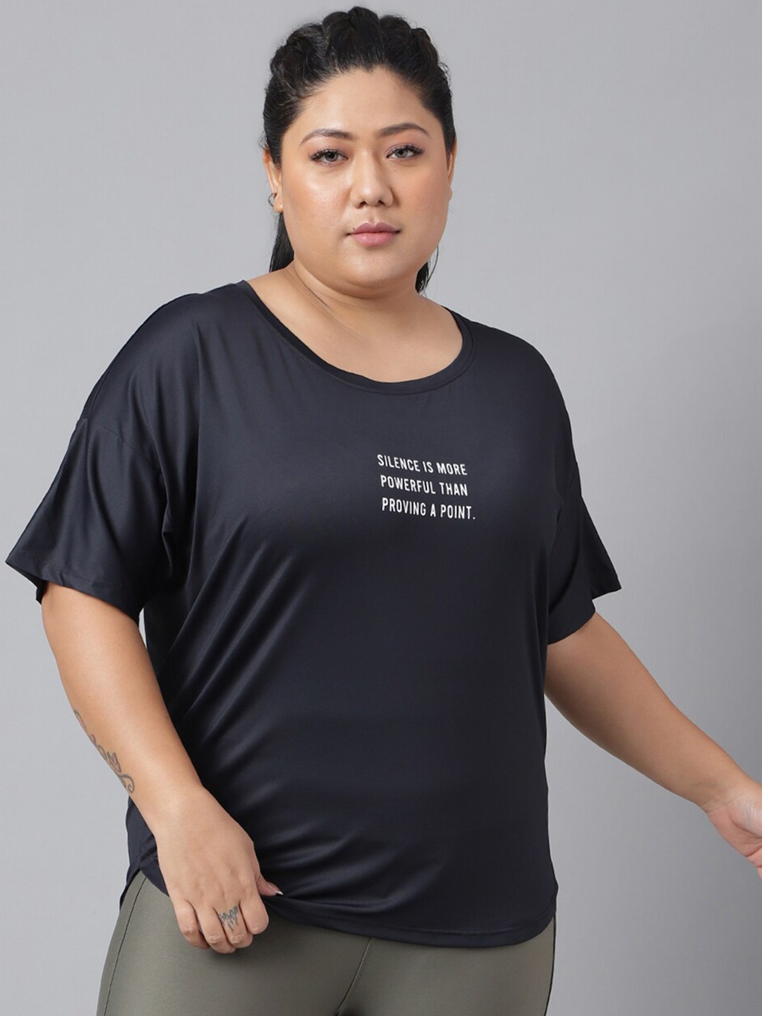 MKH Plus Size Typography Printed Drop Shoulder Sleeves Dri FIT Relaxed Fit Sports T-shirt, Black
MKH Plus Size Typography Printed Drop Shoulder Sleeves Dri FIT Relaxed Fit Sports T-shirt, Black