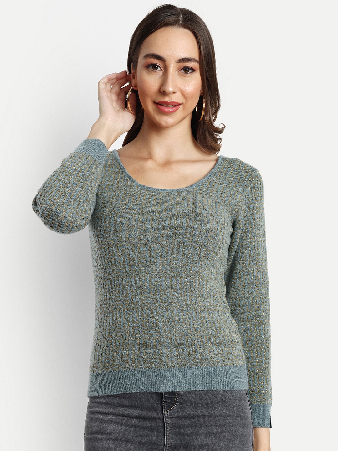 CREATIVE LINE Self Design Round Neck Long Sleeves Woolen Pullover Sweatshirts, Green
CREATIVE LINE Self Design Round Neck Long Sleeves Woolen Pullover Sweatshirts, Green