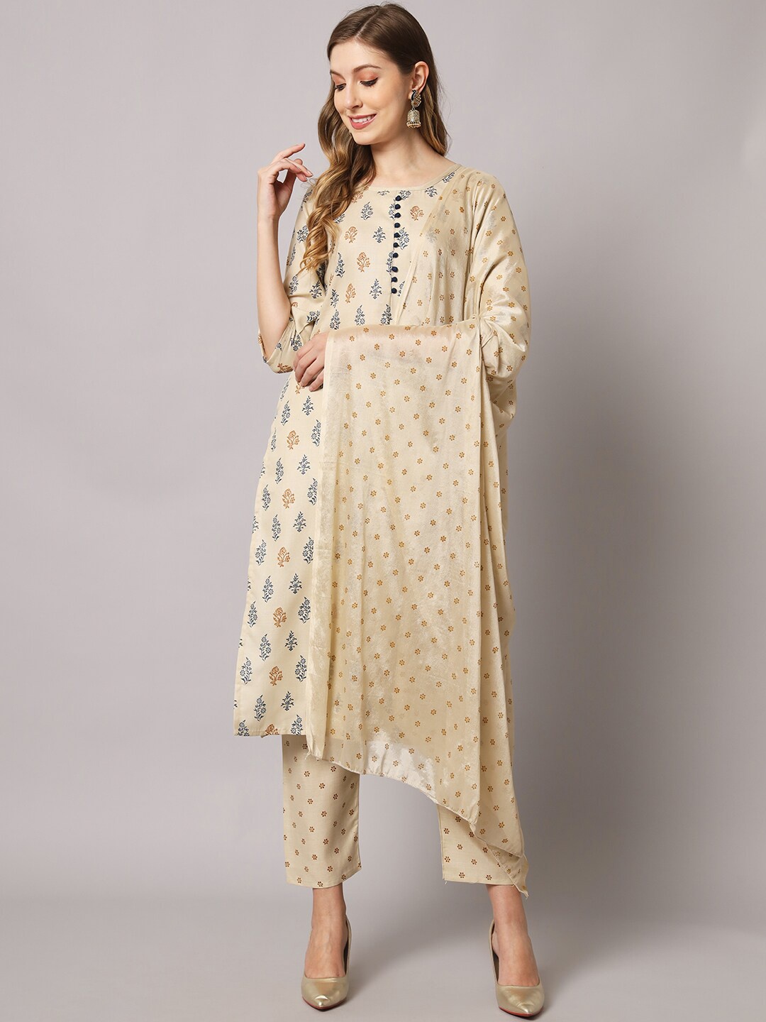 Sun Fashion And Lifestyle Ethnic Motif Printed Regular Kurta with Trousers & With Dupatta, Cream
Sun Fashion And Lifestyle Ethnic Motif Printed Regular Kurta with Trousers & With Dupatta, Cream
