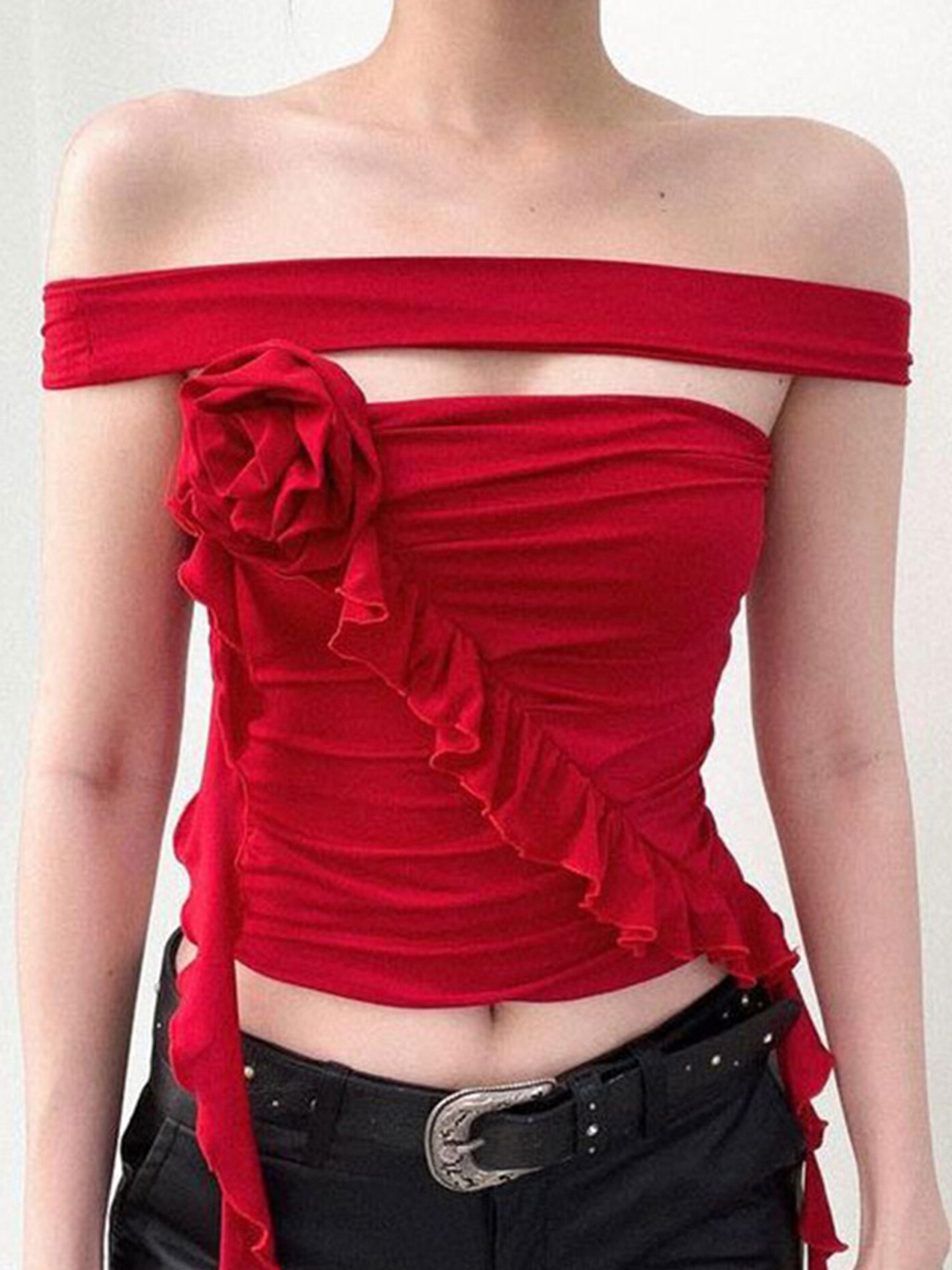 LULU & SKY Tube Crop Top, Red