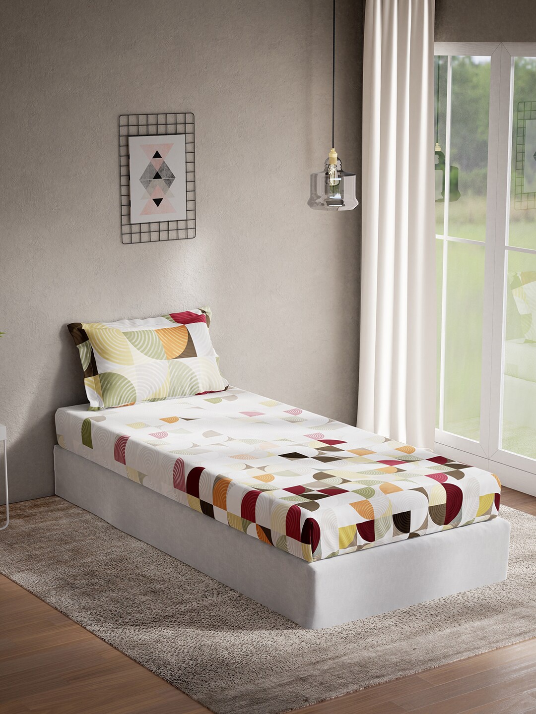DDecor White & Red Geometric Printed Cotton 140 TC Single Bedsheet with 1 Pillow Cover
DDecor White & Red Geometric Printed Cotton 140 TC Single Bedsheet with 1 Pillow Cover