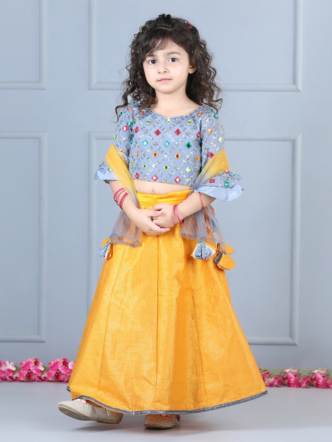 WhiteHenz CLOTHING Girls Embroidered Mirror Work Lehenga With & Blouse With Dupatta, Grey
WhiteHenz CLOTHING Girls Embroidered Mirror Work Lehenga With & Blouse With Dupatta, Grey