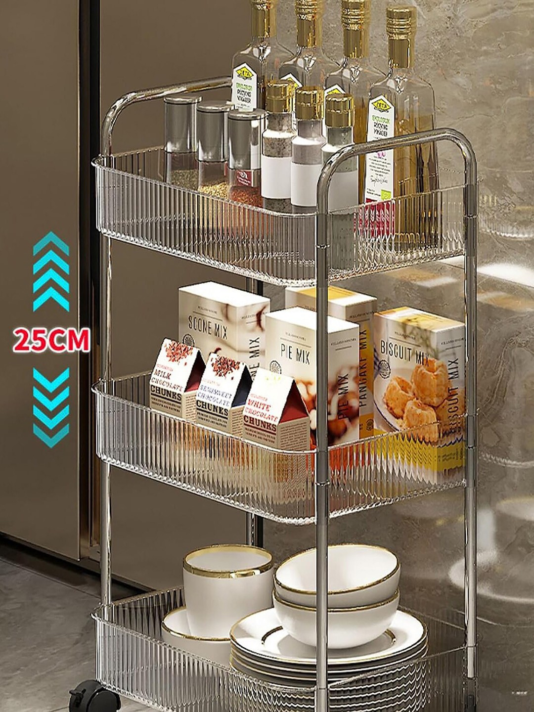 HOUSE OF QUIRK Transparent & Silver Toned Multi-Functional Storage Trolley With Handle
HOUSE OF QUIRK Transparent & Silver Toned Multi-Functional Storage Trolley With Handle