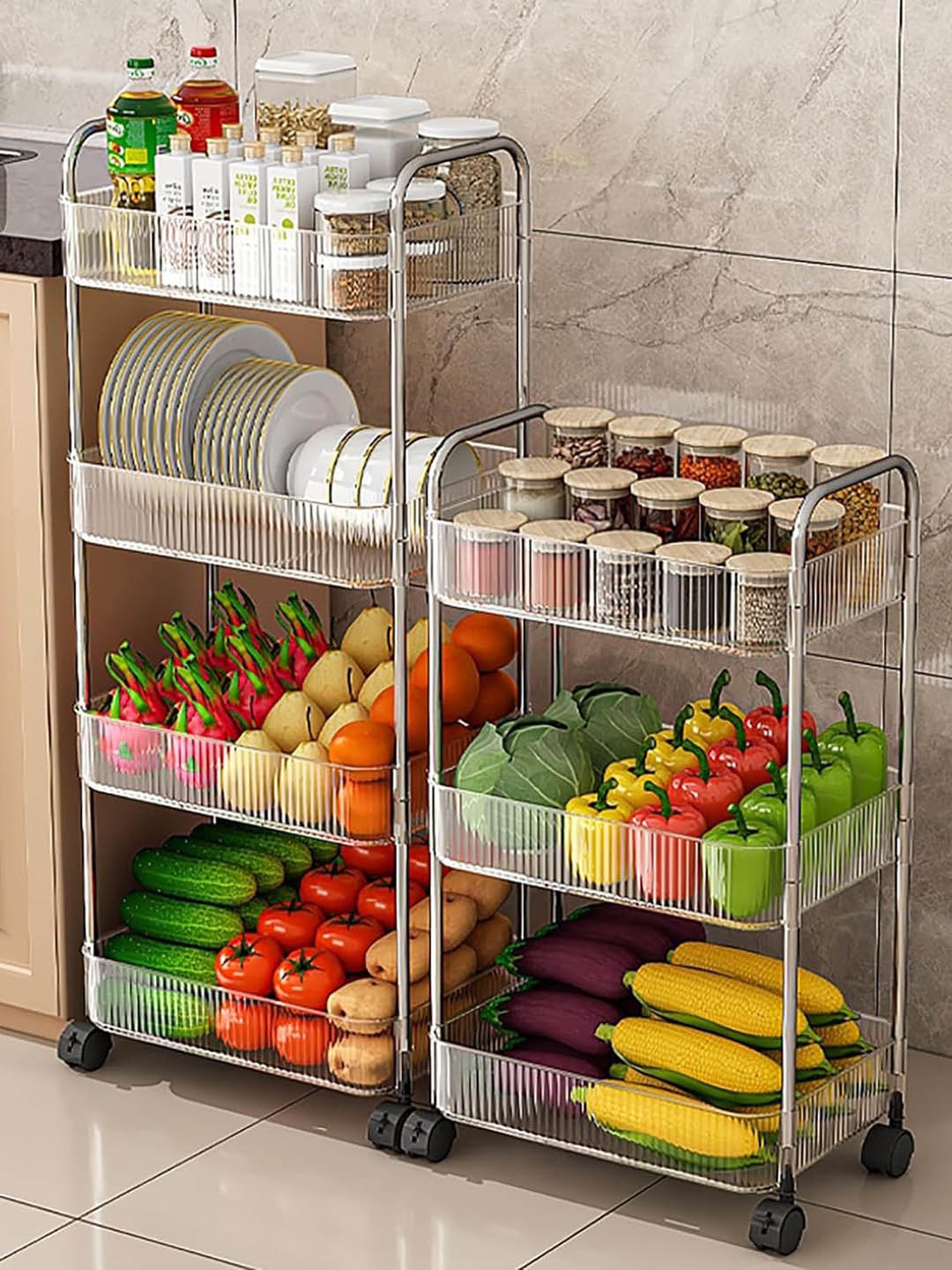 HOUSE OF QUIRK Grey & Silver Toned Multi-Functional Storage Trolley With Handle & Wheels
HOUSE OF QUIRK Grey & Silver Toned Multi-Functional Storage Trolley With Handle & Wheels