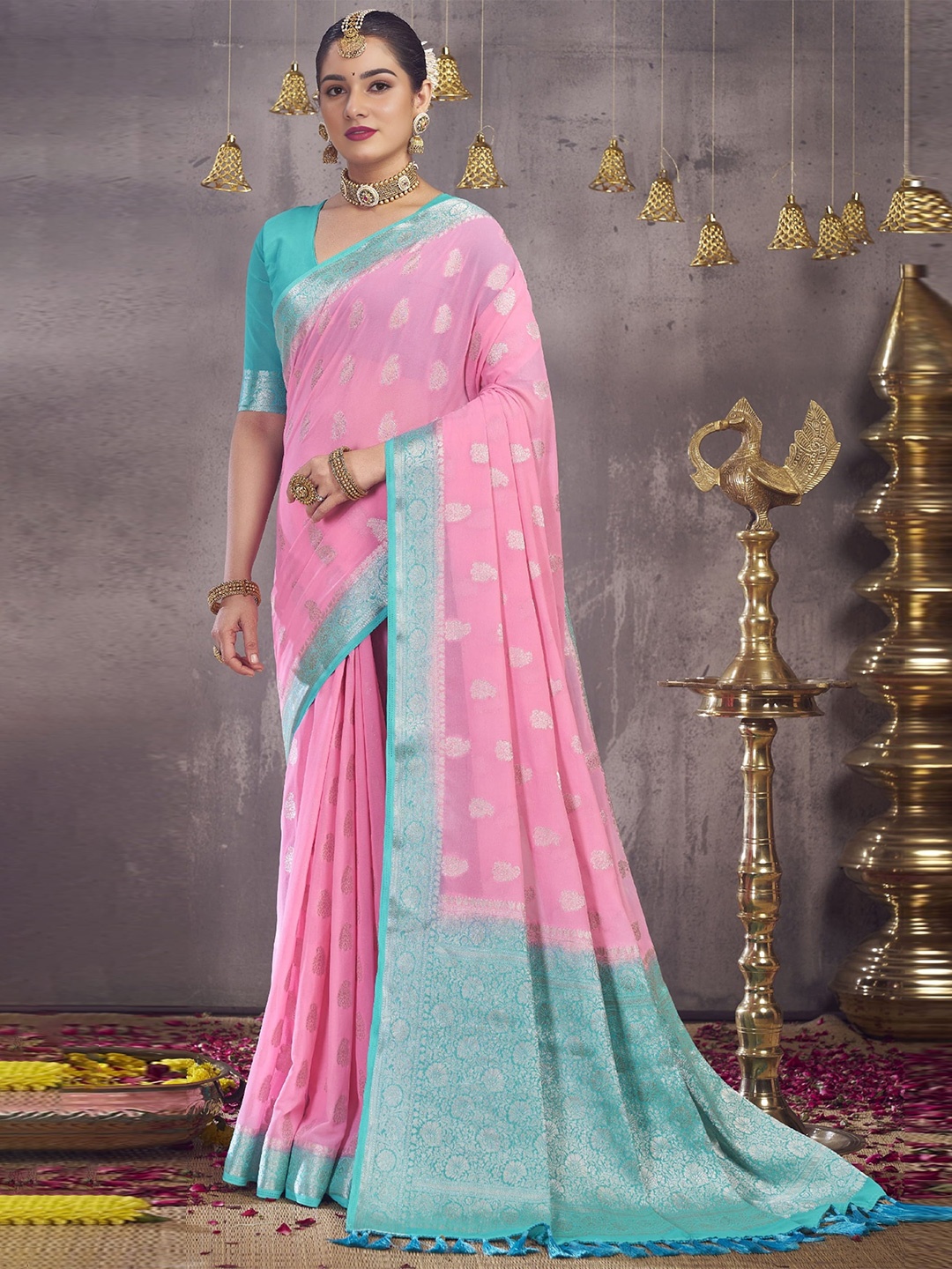 V3 FASHION STUDIO Ethnic Motifs Woven Design Zari Pure Georgette Banarasi Saree, Pink
V3 FASHION STUDIO Ethnic Motifs Woven Design Zari Pure Georgette Banarasi Saree, Pink