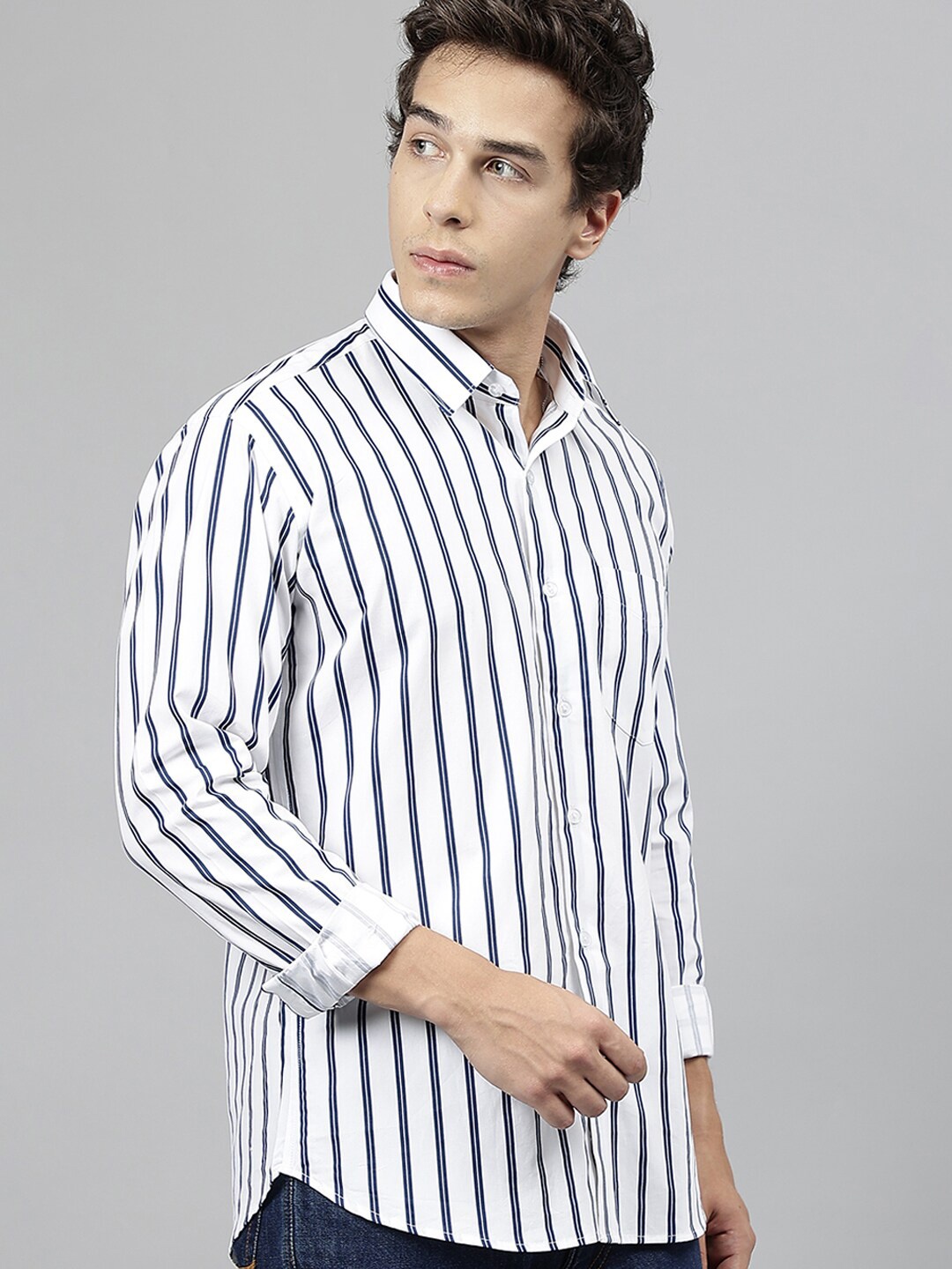 Hancock Standard Slim Fit Striped Printed Spread Collar Long Sleeve Cotton Casual Shirt, White
Hancock Standard Slim Fit Striped Printed Spread Collar Long Sleeve Cotton Casual Shirt, White