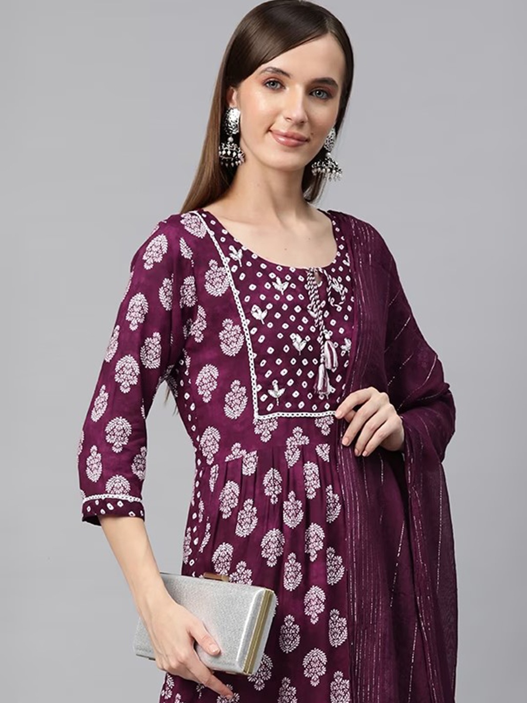 Readiprint Women Ethnic Motifs Printed Beaded Kurta with Trousers & With Dupatta, Burgundy
Readiprint Women Ethnic Motifs Printed Beaded Kurta with Trousers & With Dupatta, Burgundy