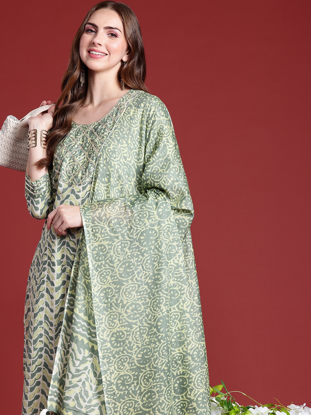 Anouk Women Printed Regular Gotta Patti Pure Cotton Kurta with Trousers & Dupatta, Sea green
Anouk Women Printed Regular Gotta Patti Pure Cotton Kurta with Trousers & Dupatta, Sea green