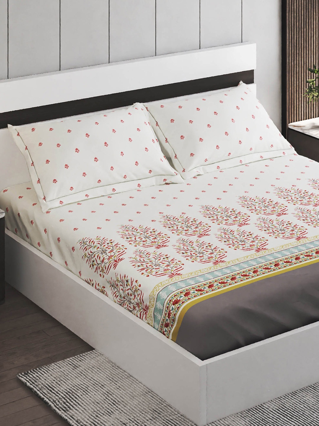 Home Centre White & Pink Ethnic Motifs Cotton 150 TC King Bedsheet With 2 Pillow Covers
Home Centre White & Pink Ethnic Motifs Cotton 150 TC King Bedsheet With 2 Pillow Covers