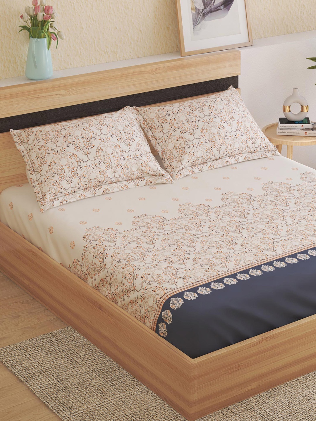 Home Centre Beige & Grey Ethnic Motifs Cotton 150 TC King Bedsheet With 2 Pillow Covers
Home Centre Beige & Grey Ethnic Motifs Cotton 150 TC King Bedsheet With 2 Pillow Covers