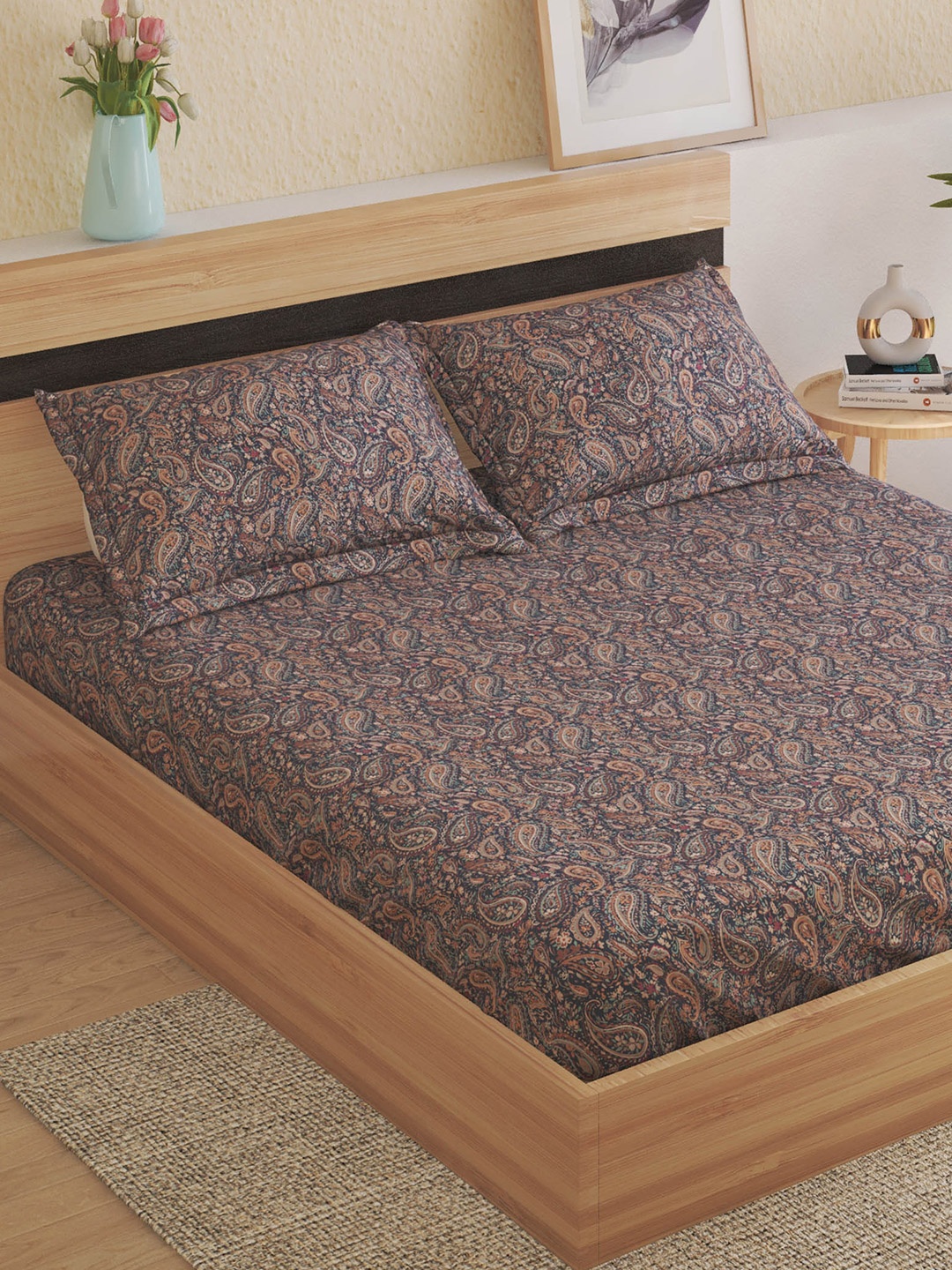 Home Centre Blue & Brown Ethnic Motifs Cotton 150 TC King Bedsheet With 2 Pillow Covers
Home Centre Blue & Brown Ethnic Motifs Cotton 150 TC King Bedsheet With 2 Pillow Covers
