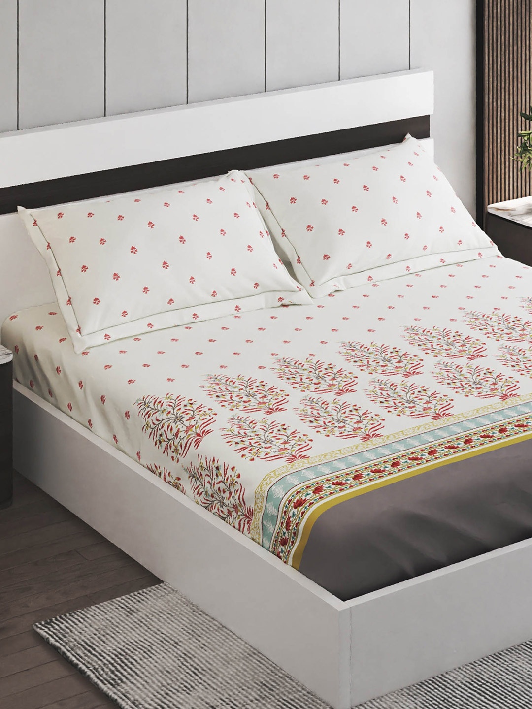 Home Centre Amaya Rene White Ethnic Motifs Cotton 150 TC King Bedsheet & 2 Pillow Covers
Home Centre Amaya Rene White Ethnic Motifs Cotton 150 TC King Bedsheet & 2 Pillow Covers