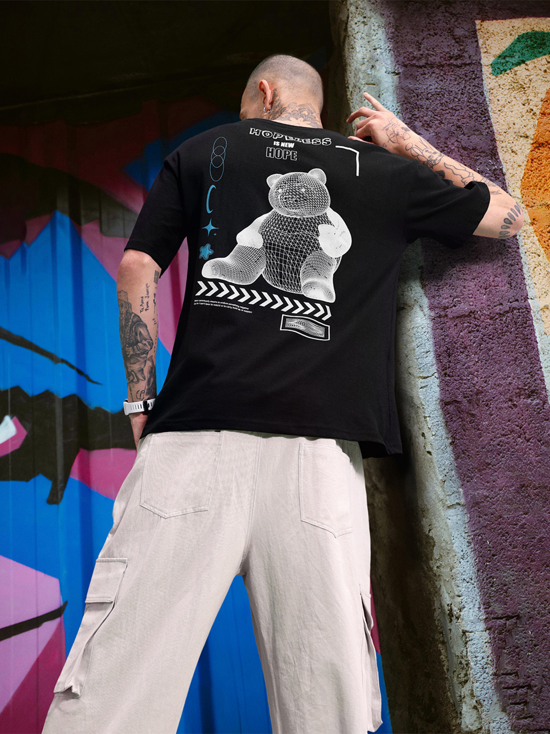 HERE&NOW Graphic Printed Drop-Shoulder Sleeves Casual T-shirt, Black
HERE&NOW Graphic Printed Drop-Shoulder Sleeves Casual T-shirt, Black