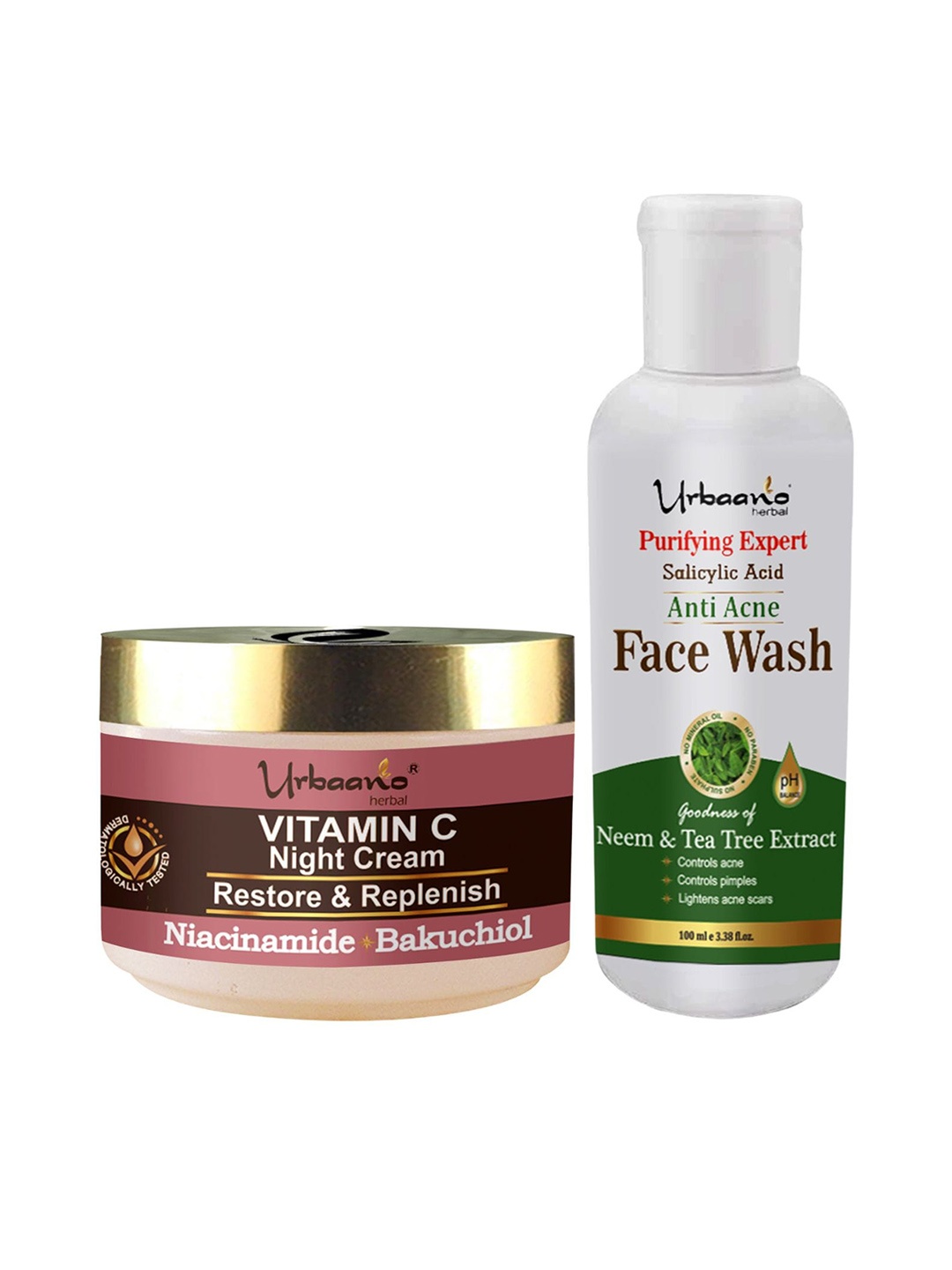 Urbaano Herbal Skin Brightening & Dark Spot Corrector Vitamin C Night Cream & Face Wash, Multi
Urbaano Herbal Skin Brightening & Dark Spot Corrector Vitamin C Night Cream & Face Wash, Multi