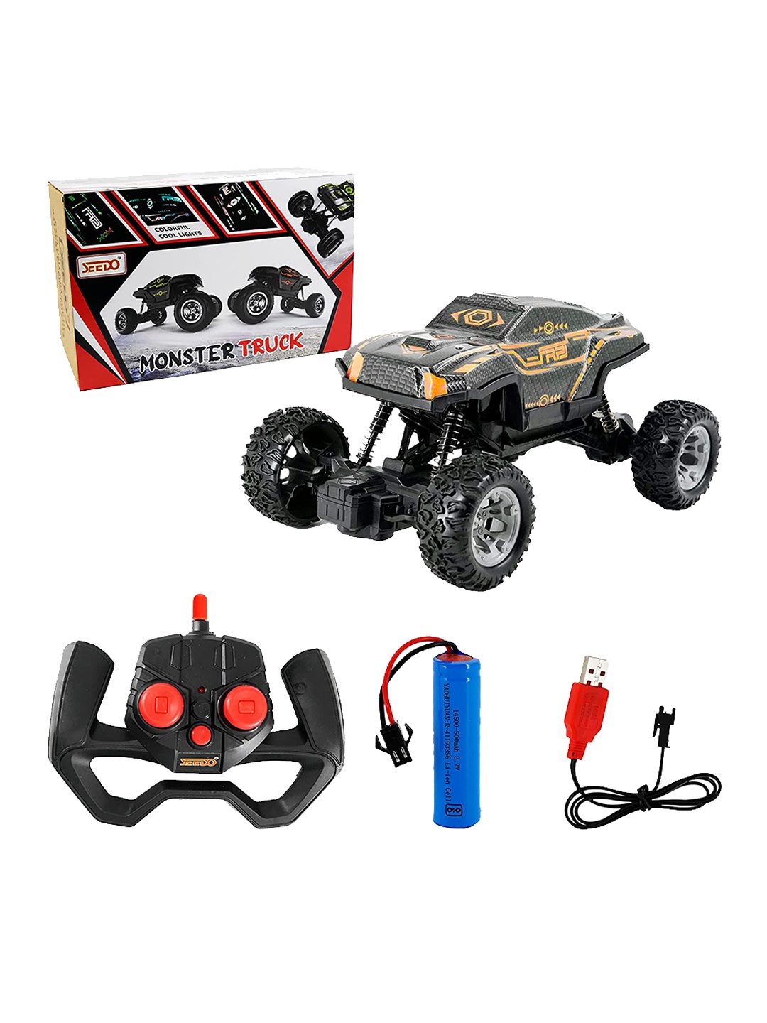 Seedo Kids Rechargeable Offroad Strong Suspension Remote Control Monster Truck Toy Car, Black
Seedo Kids Rechargeable Offroad Strong Suspension Remote Control Monster Truck Toy Car, Black