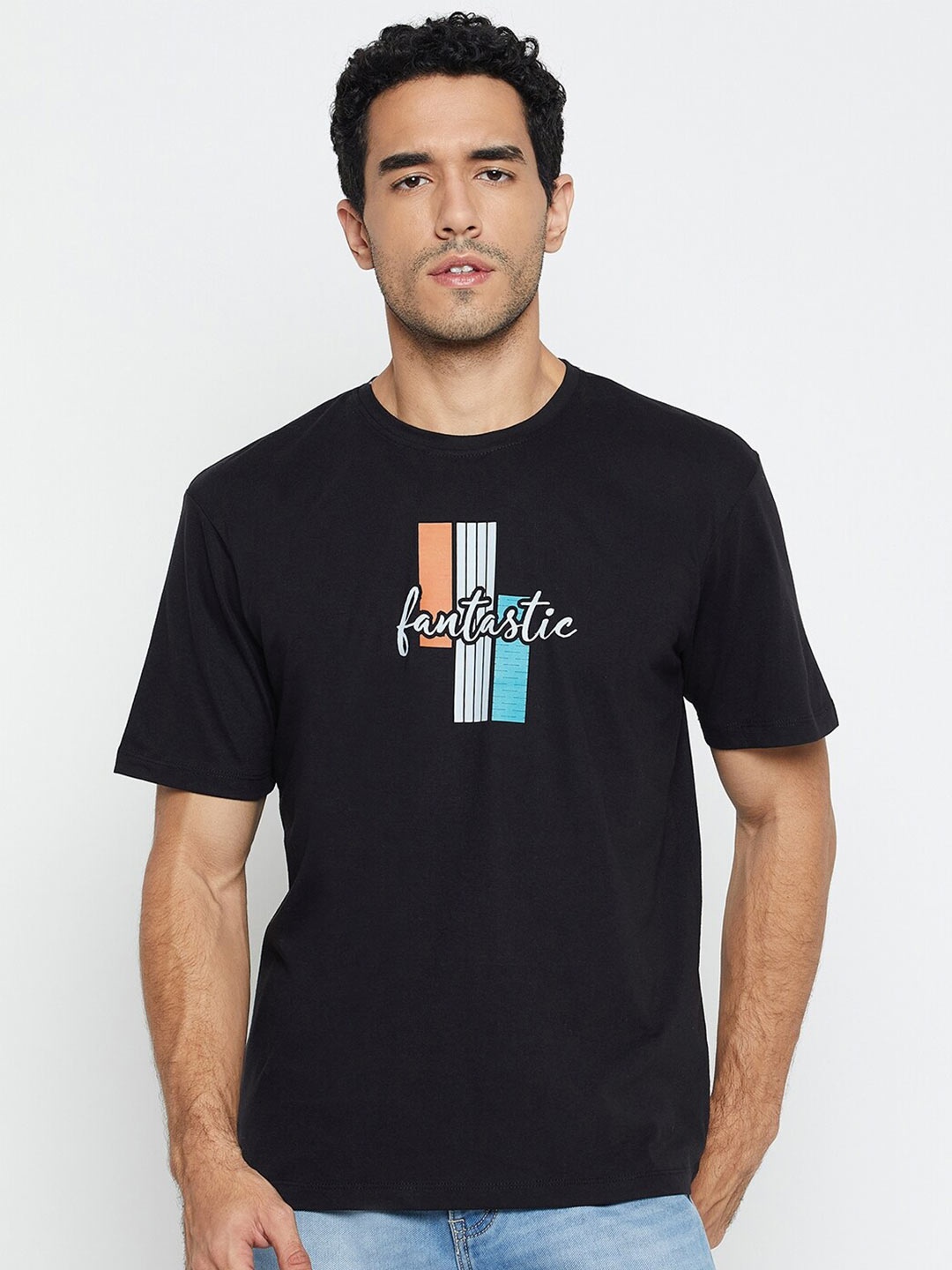 Mast & Harbour Typography Printed Round Neck Casual Knitted Pure Cotton T-shirt, Black
Mast & Harbour Typography Printed Round Neck Casual Knitted Pure Cotton T-shirt, Black