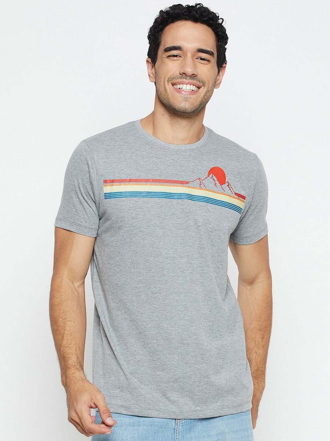 Mast & Harbour Graphic Printed Round Neck Casual Knitted Pure Cotton T-shirt, Grey
Mast & Harbour Graphic Printed Round Neck Casual Knitted Pure Cotton T-shirt, Grey