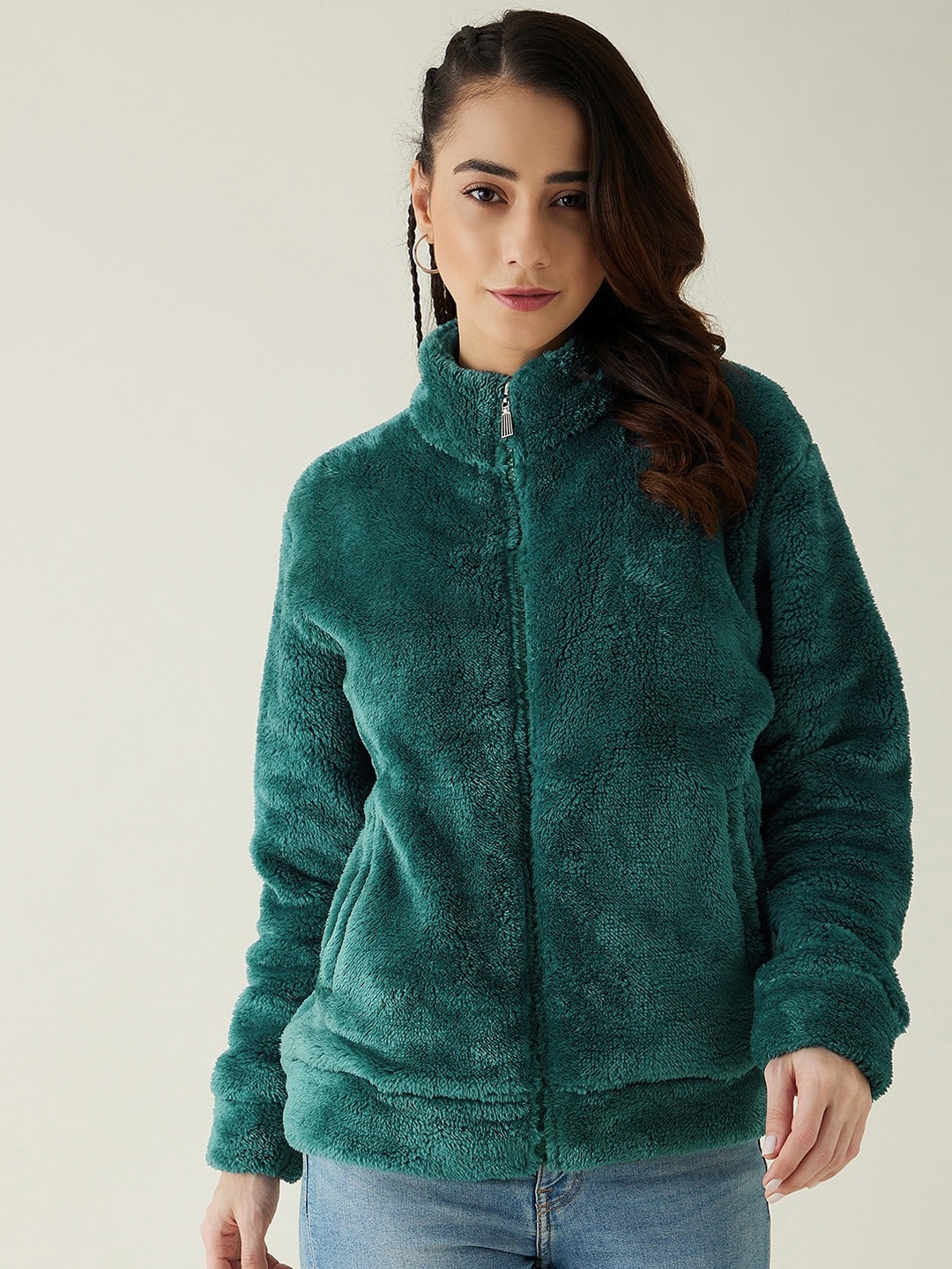Modeve Long Sleeves Stand Collar Lightweight Open Front Jacket With Faux Fur Trim, Teal
Modeve Long Sleeves Stand Collar Lightweight Open Front Jacket With Faux Fur Trim, Teal