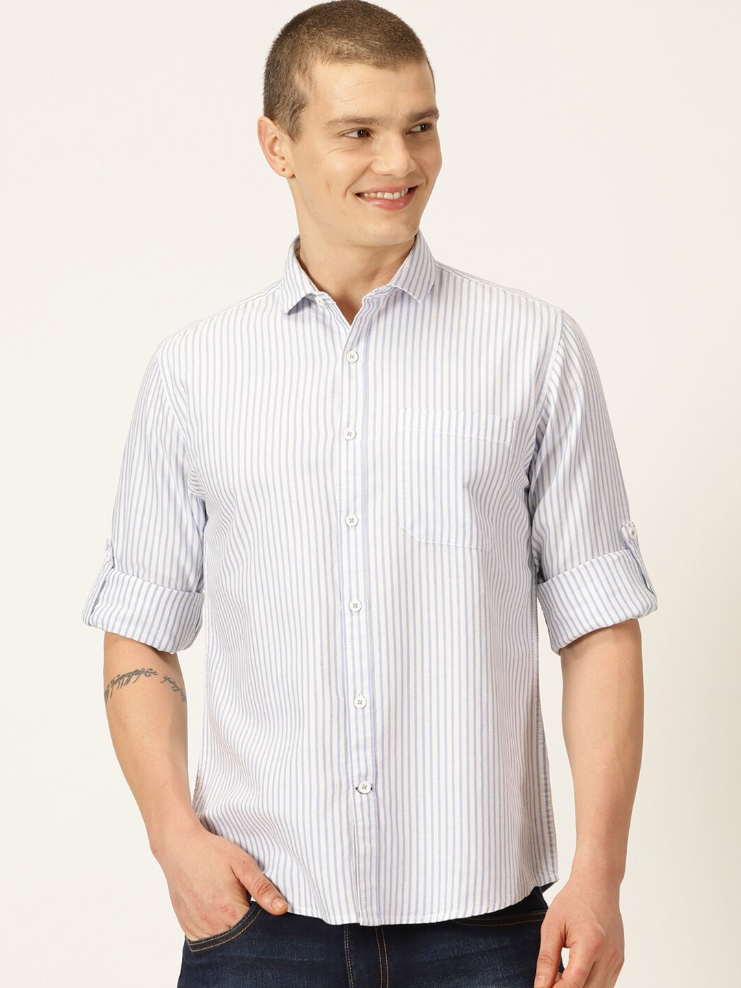 Mast & Harbour Blue Classic Slim Fit Striped Printed Spread Collar Cotton Casual Shirt
Mast & Harbour Blue Classic Slim Fit Striped Printed Spread Collar Cotton Casual Shirt