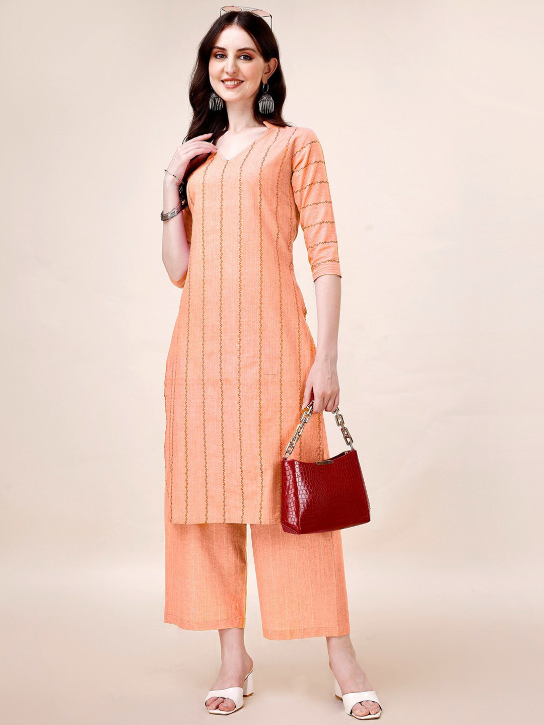 Anouk Ethnic Motifs Printed Regular Pure Cotton Kurta With Palazzos, Orange
Anouk Ethnic Motifs Printed Regular Pure Cotton Kurta With Palazzos, Orange