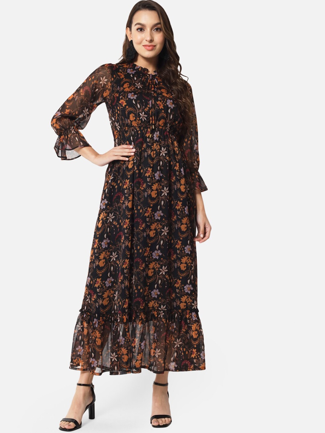 BAESD Floral Printed Tie-Up Neck Puffed Sleeves Georgette Fit & Flare Maxi Dress, Black
BAESD Floral Printed Tie-Up Neck Puffed Sleeves Georgette Fit & Flare Maxi Dress, Black