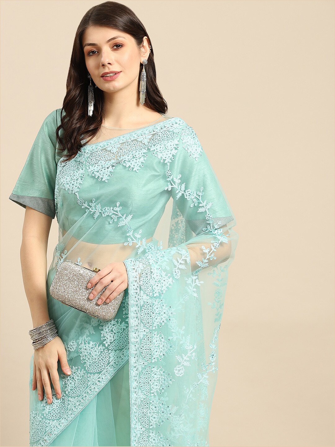 all about you Ethnic Motifs Embroidered Beads and Stones Net Mangalagiri Saree, Green
all about you Ethnic Motifs Embroidered Beads and Stones Net Mangalagiri Saree, Green