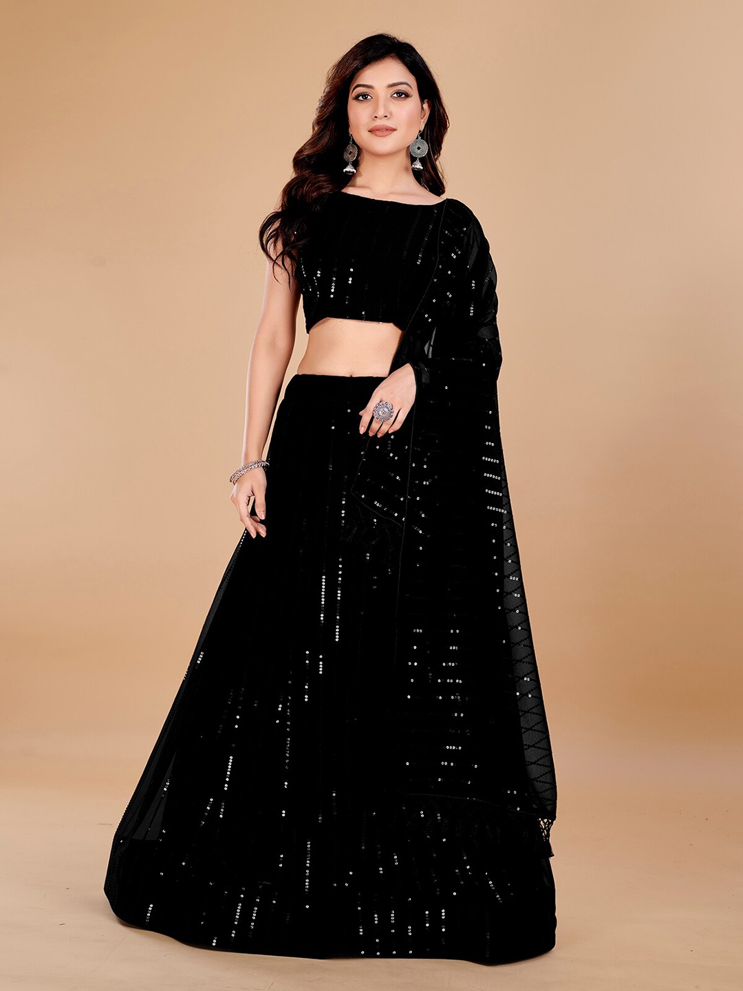 KALINI Embroidered Sequinned Ready to Wear Lehenga & Unstitched Blouse With Dupatta, Black
KALINI Embroidered Sequinned Ready to Wear Lehenga & Unstitched Blouse With Dupatta, Black