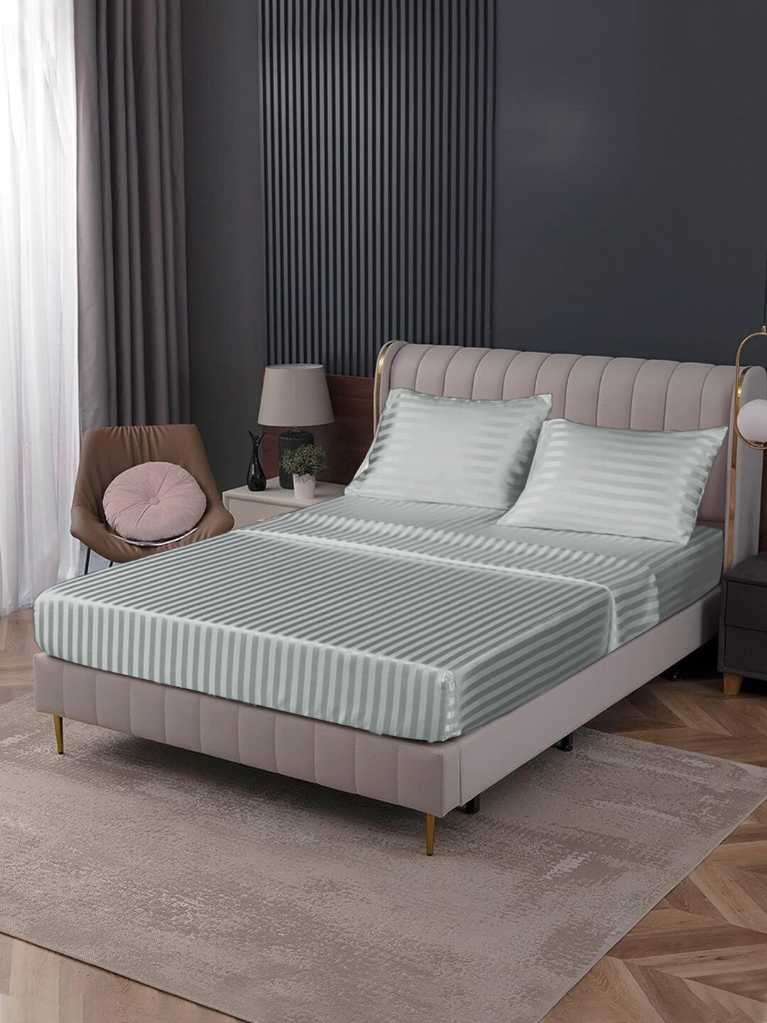 Cloth Fusion Microcloud Grey Striped Microfiber 144 TC King Bedsheet With 2 Pillow Covers
Cloth Fusion Microcloud Grey Striped Microfiber 144 TC King Bedsheet With 2 Pillow Covers