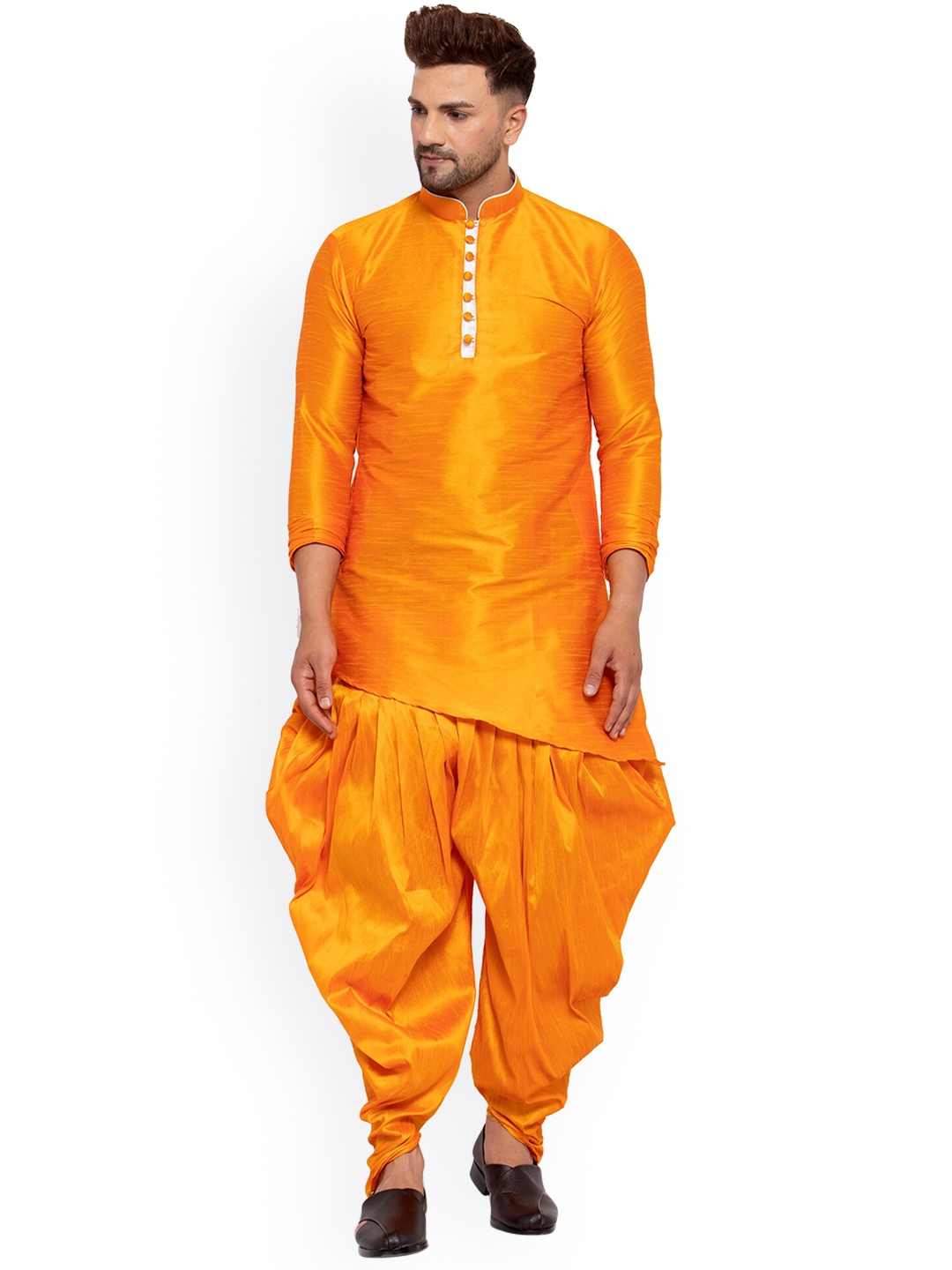Sydney Heights Mandarin Collar Long Sleeves Art Silk Asymmetric Kurta & Dhoti Pants, Yellow
Sydney Heights Mandarin Collar Long Sleeves Art Silk Asymmetric Kurta & Dhoti Pants, Yellow