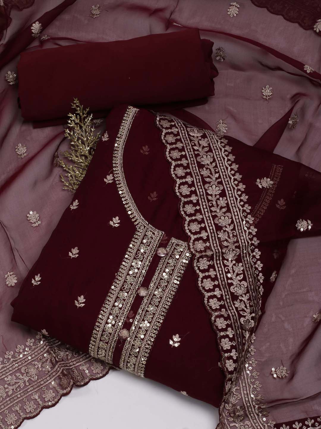 Meena Bazaar Ethnic Motifs Sequinned Embroidered Organza Unstitched Dress Material, Maroon
Meena Bazaar Ethnic Motifs Sequinned Embroidered Organza Unstitched Dress Material, Maroon