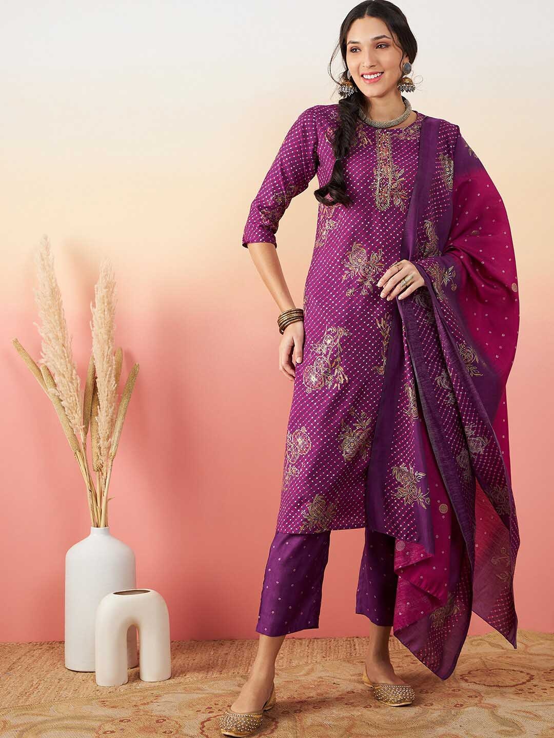 Sangria Floral Printed Embroidery Pure Silk Straight Kurta & Trouser With Dupatta, Purple
Sangria Floral Printed Embroidery Pure Silk Straight Kurta & Trouser With Dupatta, Purple