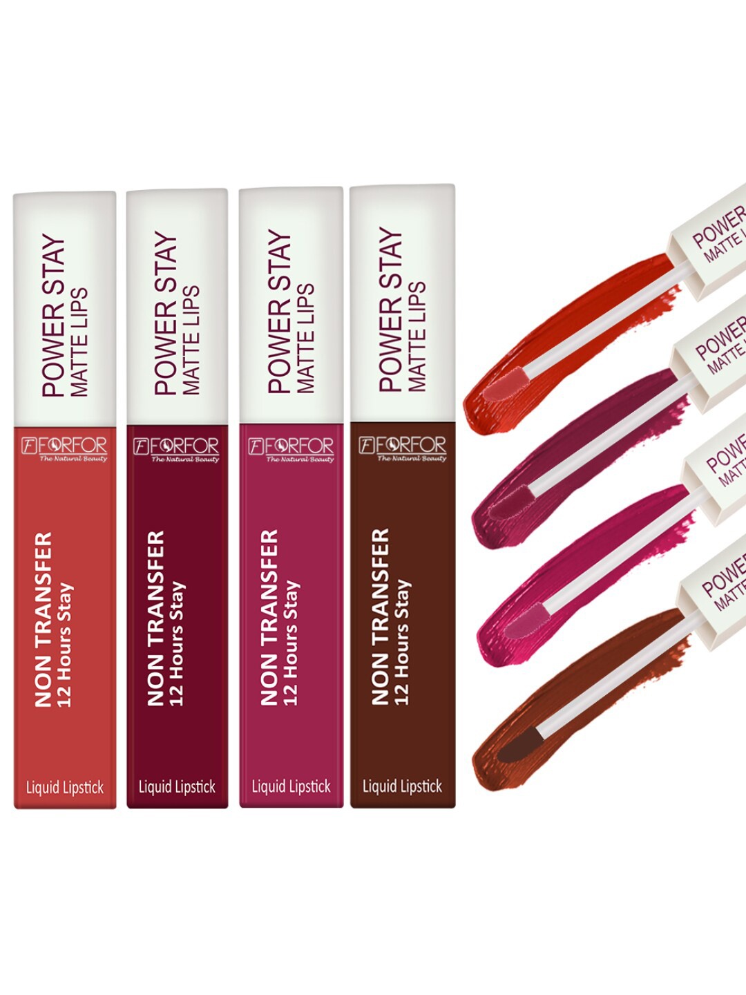 FORFOR Set of 4 Power Stay Non-Transfer & Waterproof Liquid Matte Lipstick - 5ml Each, Pink
FORFOR Set of 4 Power Stay Non-Transfer & Waterproof Liquid Matte Lipstick - 5ml Each, Pink