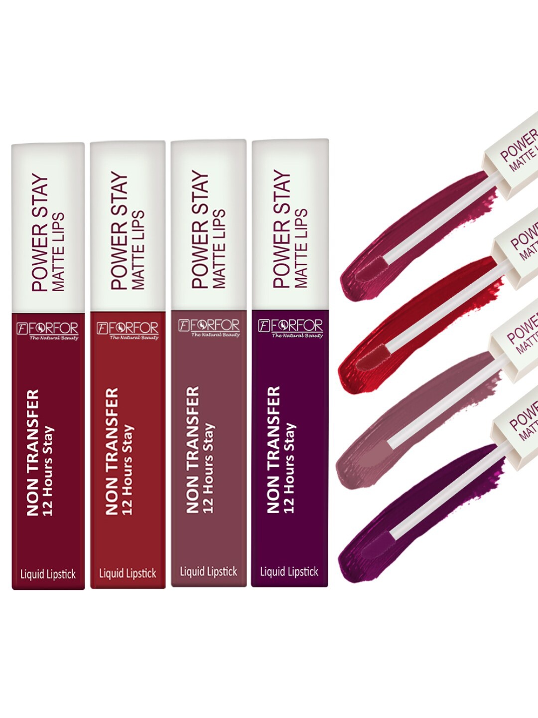 FORFOR Set of 4 Power Stay Non-Transfer & Waterproof Liquid Matte Lipstick - 5 ml each, Multi
FORFOR Set of 4 Power Stay Non-Transfer & Waterproof Liquid Matte Lipstick - 5 ml each, Multi