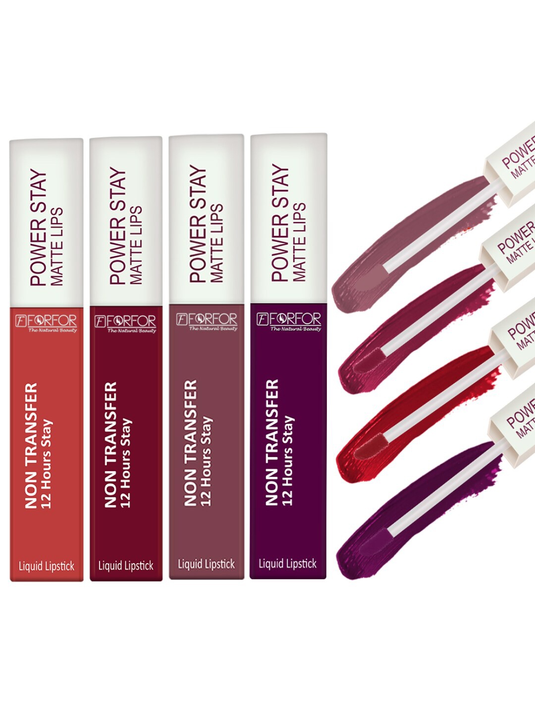 FORFOR Set of 4 Power Stay Non-Transfer & Waterproof Liquid Matte Lipstick - 5 ml each, Multi
FORFOR Set of 4 Power Stay Non-Transfer & Waterproof Liquid Matte Lipstick - 5 ml each, Multi