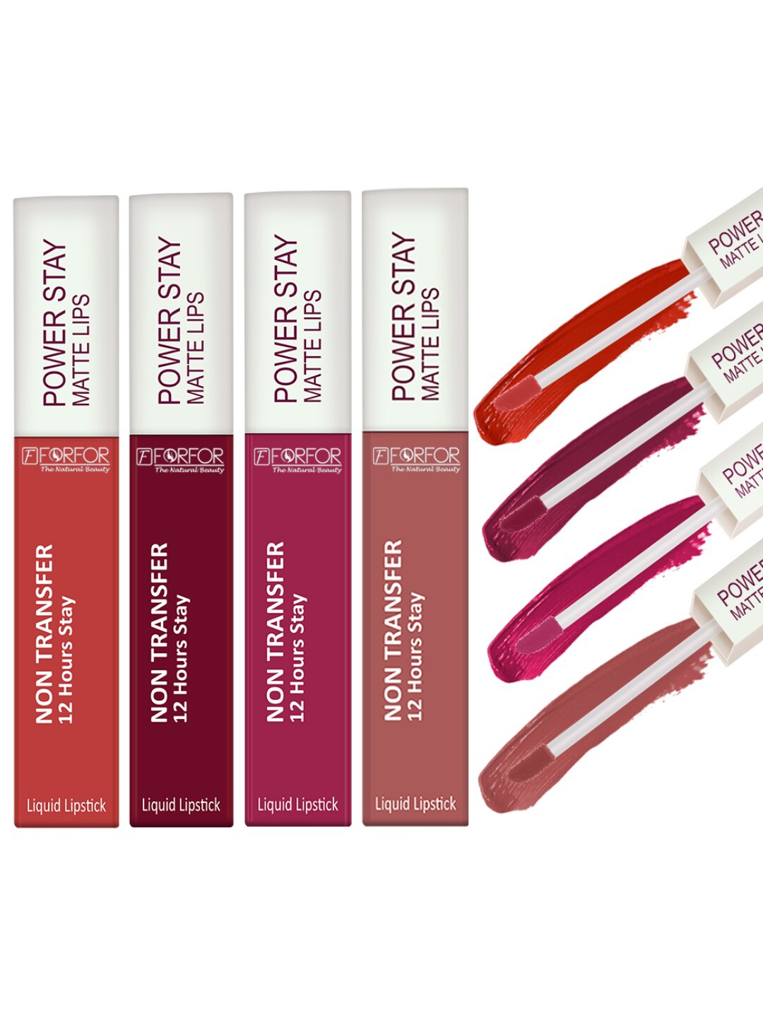 FORFOR Set of 4 Power Stay Non-Transfer & Waterproof Liquid Matte Lipstick - 5 ml each, Multi
FORFOR Set of 4 Power Stay Non-Transfer & Waterproof Liquid Matte Lipstick - 5 ml each, Multi