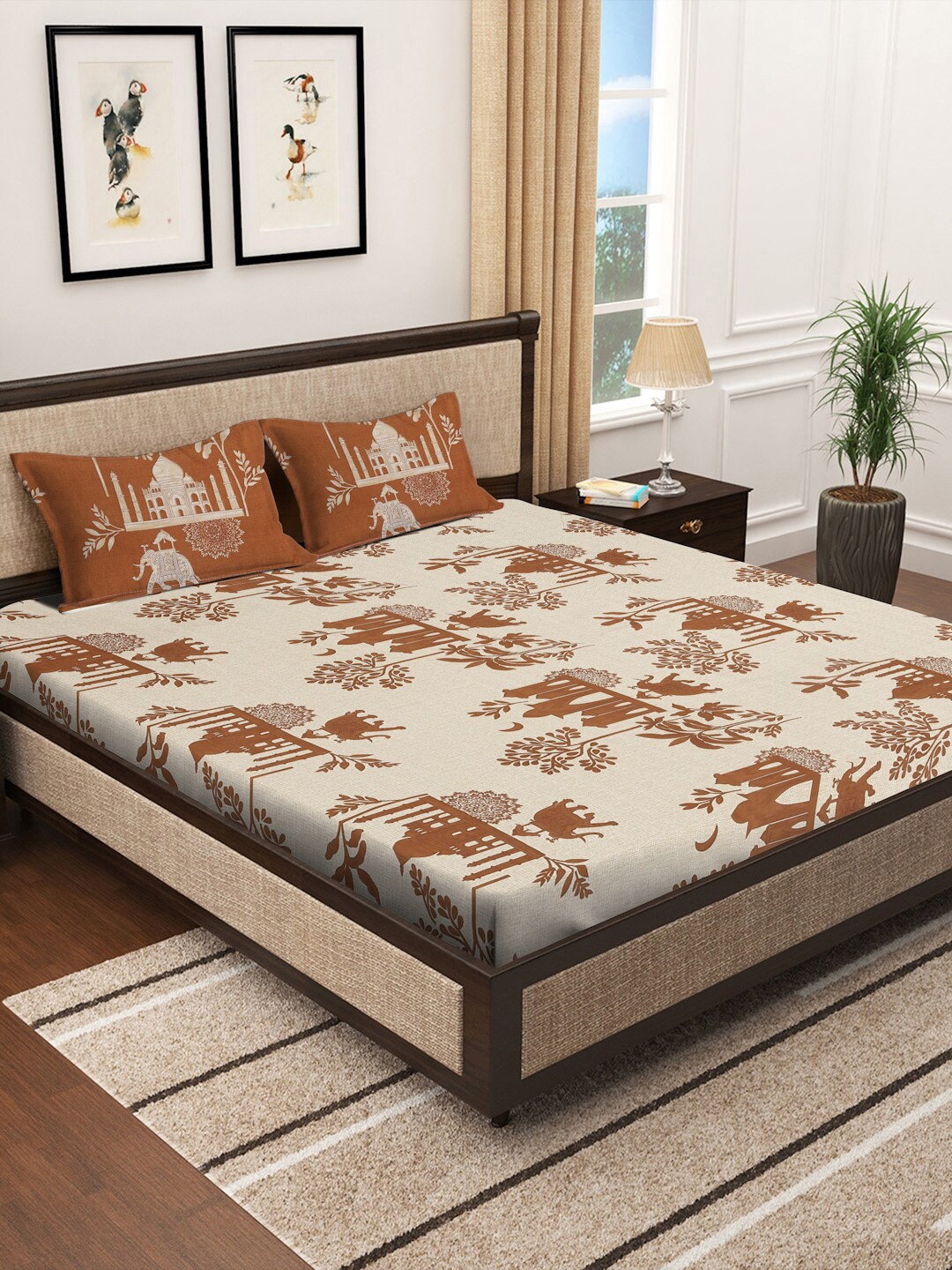 KLOTTHE Beige & Brown Printed 300 TC Super King Double Bedsheet With 2 Pillow Covers
KLOTTHE Beige & Brown Printed 300 TC Super King Double Bedsheet With 2 Pillow Covers