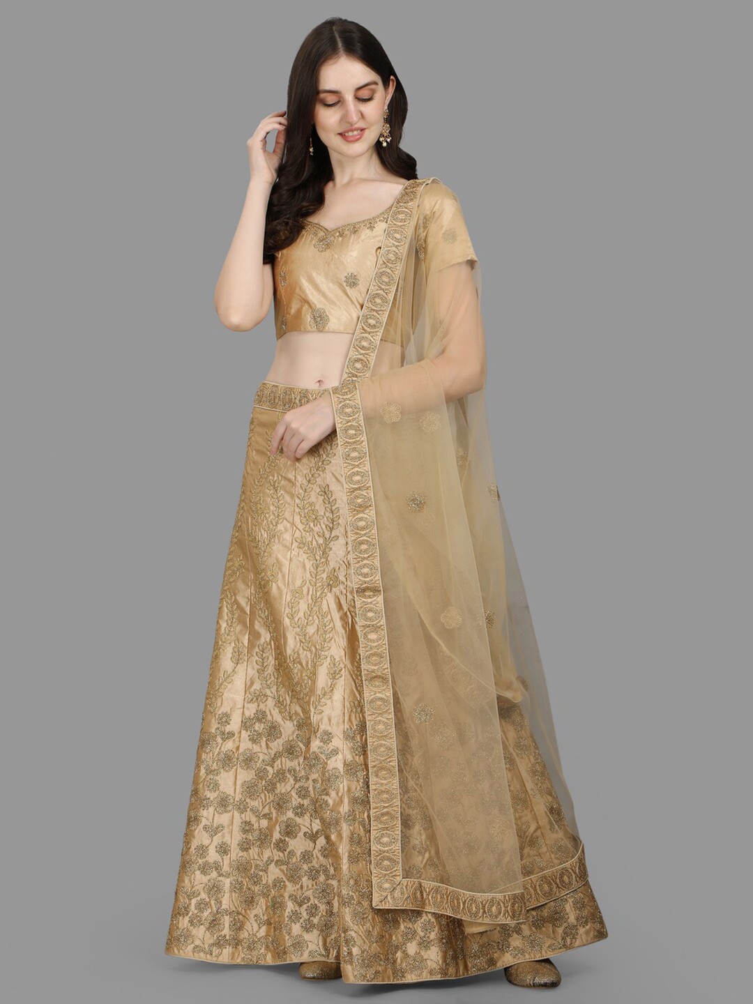 PMD Fashion Embroidered Thread Work Ready To Wear Lehenga & Blouse With Dupatta, Beige
PMD Fashion Embroidered Thread Work Ready To Wear Lehenga & Blouse With Dupatta, Beige