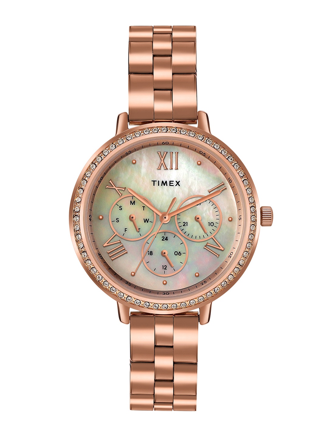 Timex Women Water Resistance Stainless Steel Multi Function Analogue Watch TW000Z504, White
Timex Women Water Resistance Stainless Steel Multi Function Analogue Watch TW000Z504, White