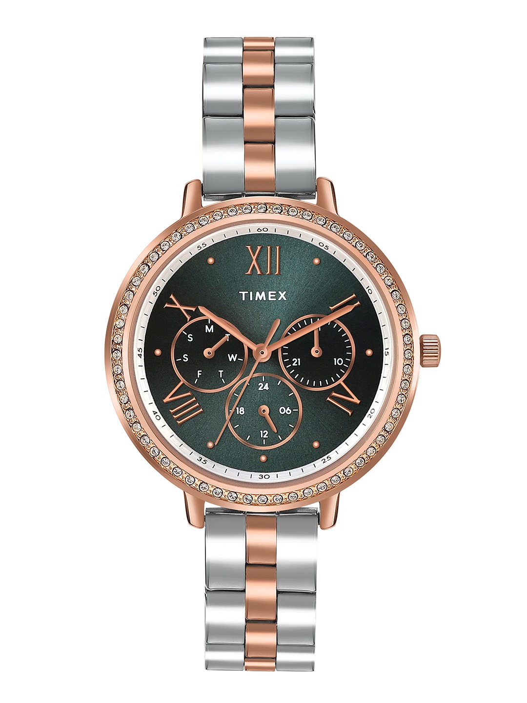 Timex Women Water Resistance Stainless Steel Multi Function Analogue Watch TW000Z501, Green
Timex Women Water Resistance Stainless Steel Multi Function Analogue Watch TW000Z501, Green