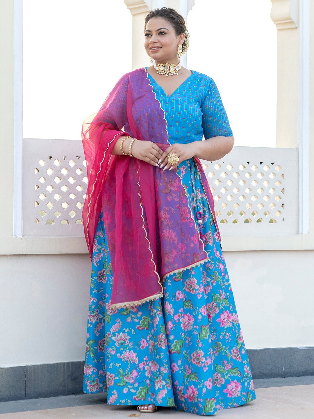 XL LOVE by Janasya Plus Size Printed Ready to Wear Lehenga & Blouse With Dupatta, Blue
XL LOVE by Janasya Plus Size Printed Ready to Wear Lehenga & Blouse With Dupatta, Blue