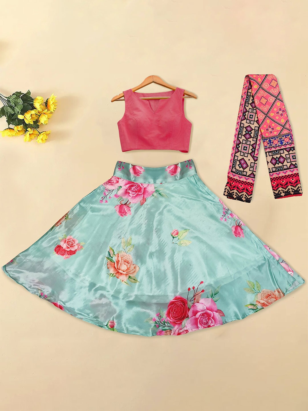 BAESD Girls Floral Printed Semi-Stitched Lehenga & Unstitched Choli, Teal
BAESD Girls Floral Printed Semi-Stitched Lehenga & Unstitched Choli, Teal