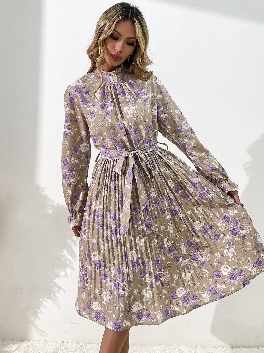 StyleCast Khaki Floral Printed High Neck Belted Accordion Pleats Fit & Flare Midi Dress
StyleCast Khaki Floral Printed High Neck Belted Accordion Pleats Fit & Flare Midi Dress