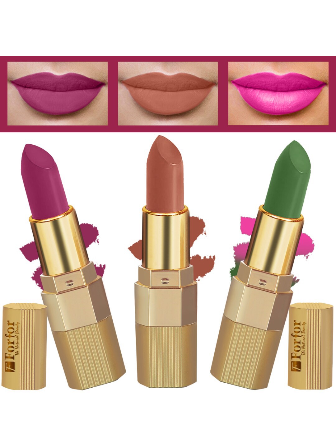 FORFOR Xpression Set Of 3 Stick Matte Lipstick-Nude Matte 306-Natural Pink 305-Magenta 302, Multi
FORFOR Xpression Set Of 3 Stick Matte Lipstick-Nude Matte 306-Natural Pink 305-Magenta 302, Multi