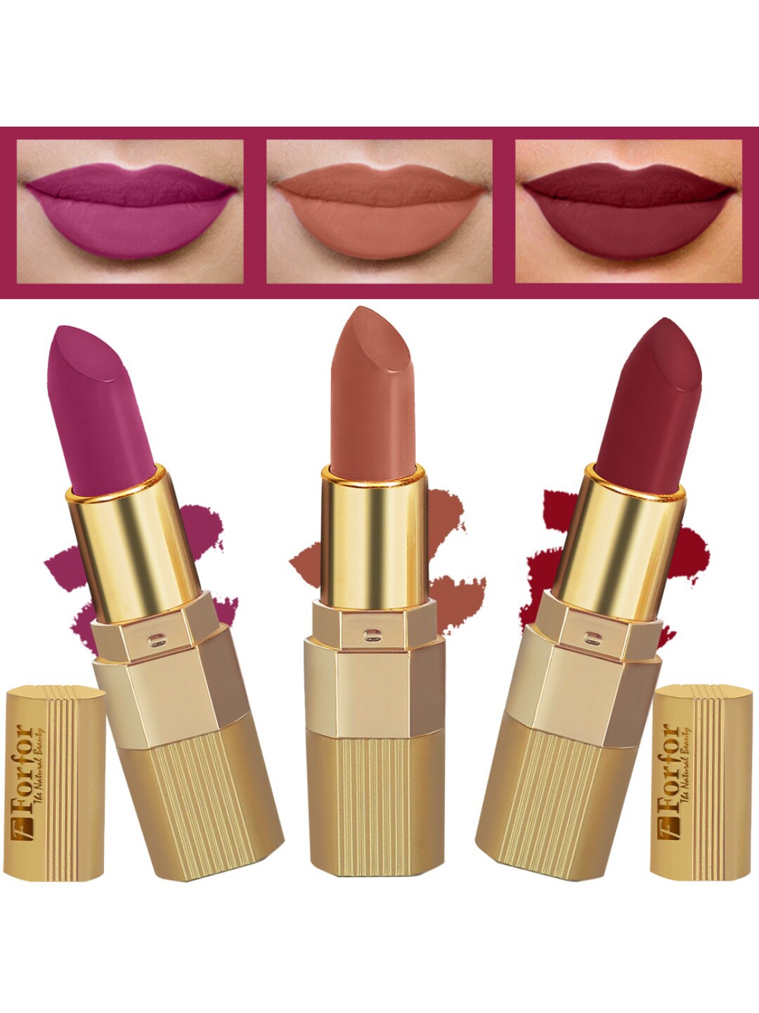 FORFOR Set Of 3 Xpression Matte Lipsticks - Nude Matte 306-Cherry Red 304-Magenta 302, Multi
FORFOR Set Of 3 Xpression Matte Lipsticks - Nude Matte 306-Cherry Red 304-Magenta 302, Multi